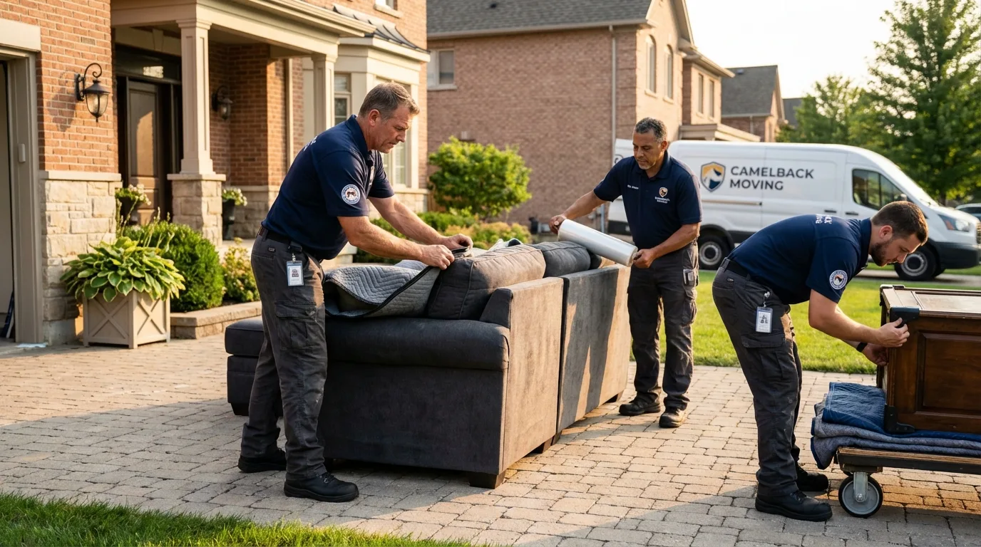 Large estate moving crew wrapping furniture in McAlester, OK